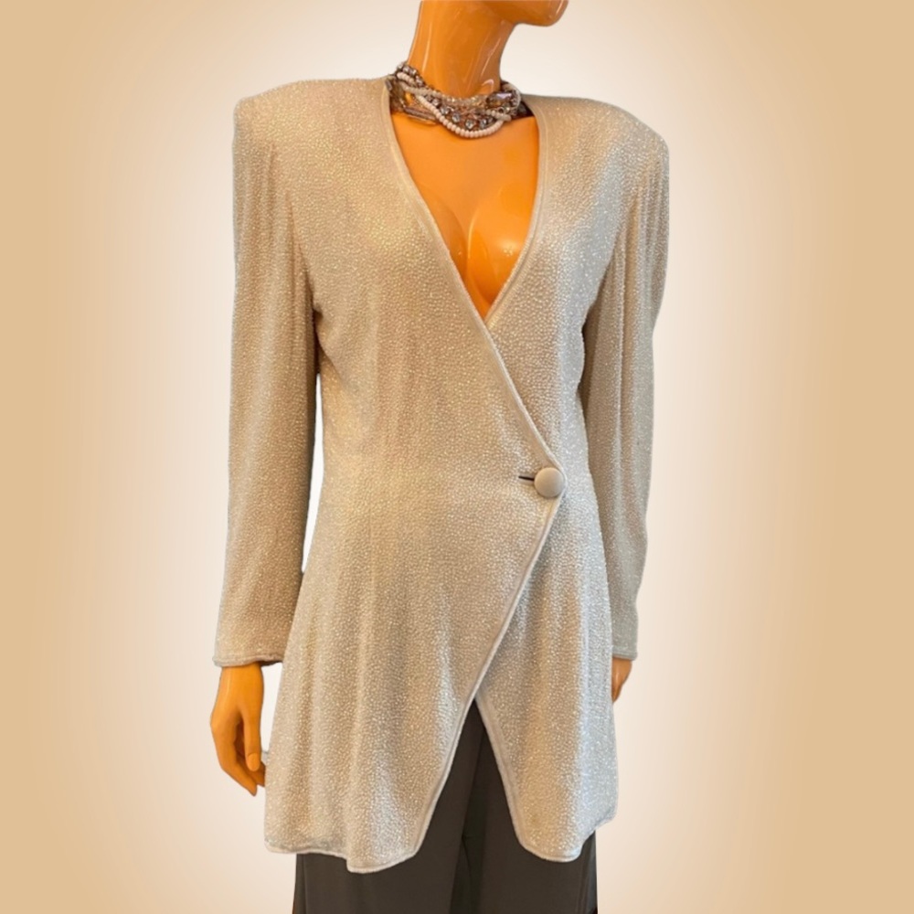 FABRICE NEW YORK COUTURE 80s Beaded Silk Jacket RARE sequin blazer
